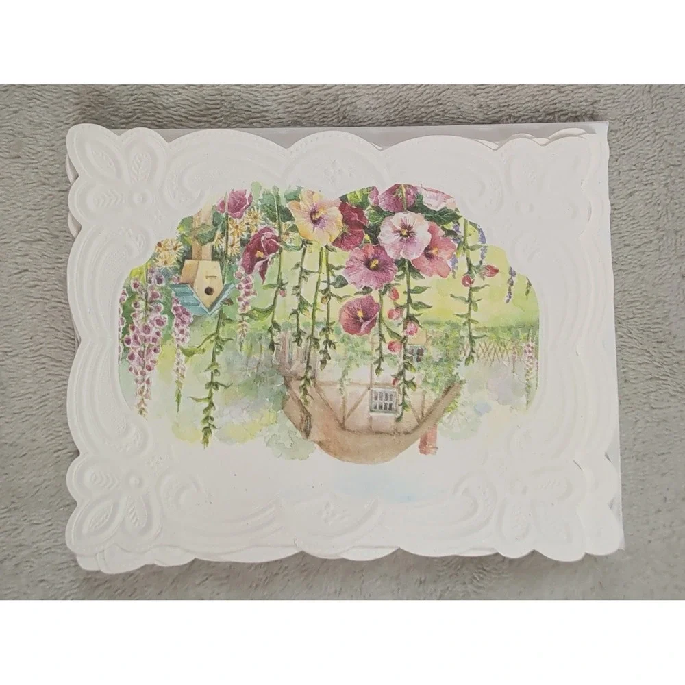 Carol Wilson Fine Arts Rose Garden Embossed Lace Note Cards 10 Count NP2045